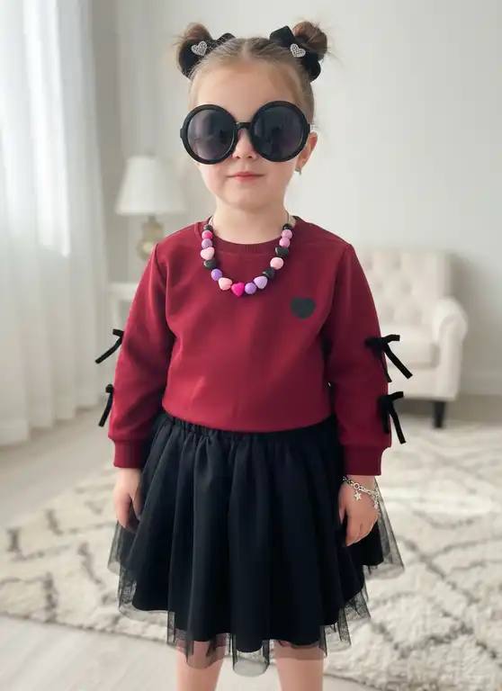 ست کراپ دامن پاپیون و تور